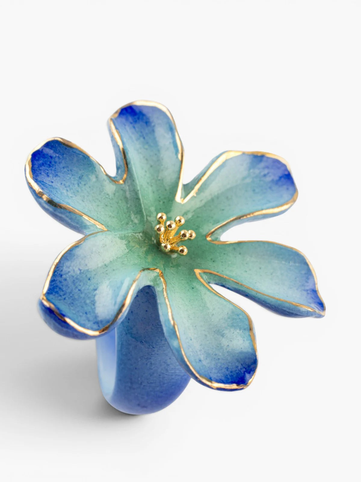 Bague en porcelaine jasmin bleu