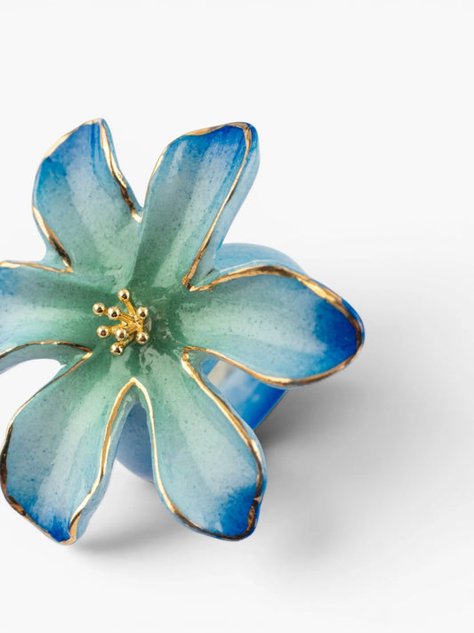 Jasmine blue porcelain ring