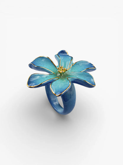 Bague en porcelaine jasmin bleu