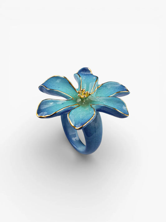 Jasmine blue porcelain ring