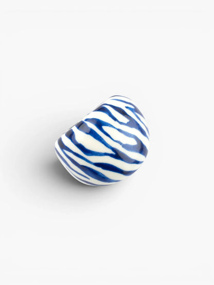 Blue and white zebra ring