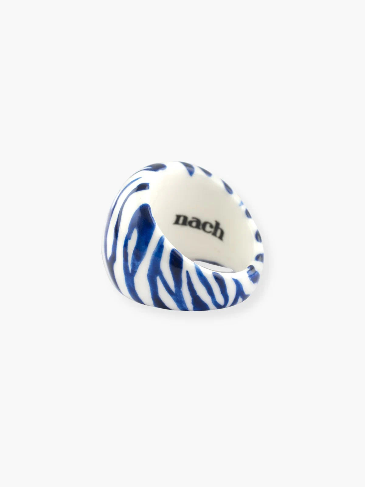 Blue and white zebra ring