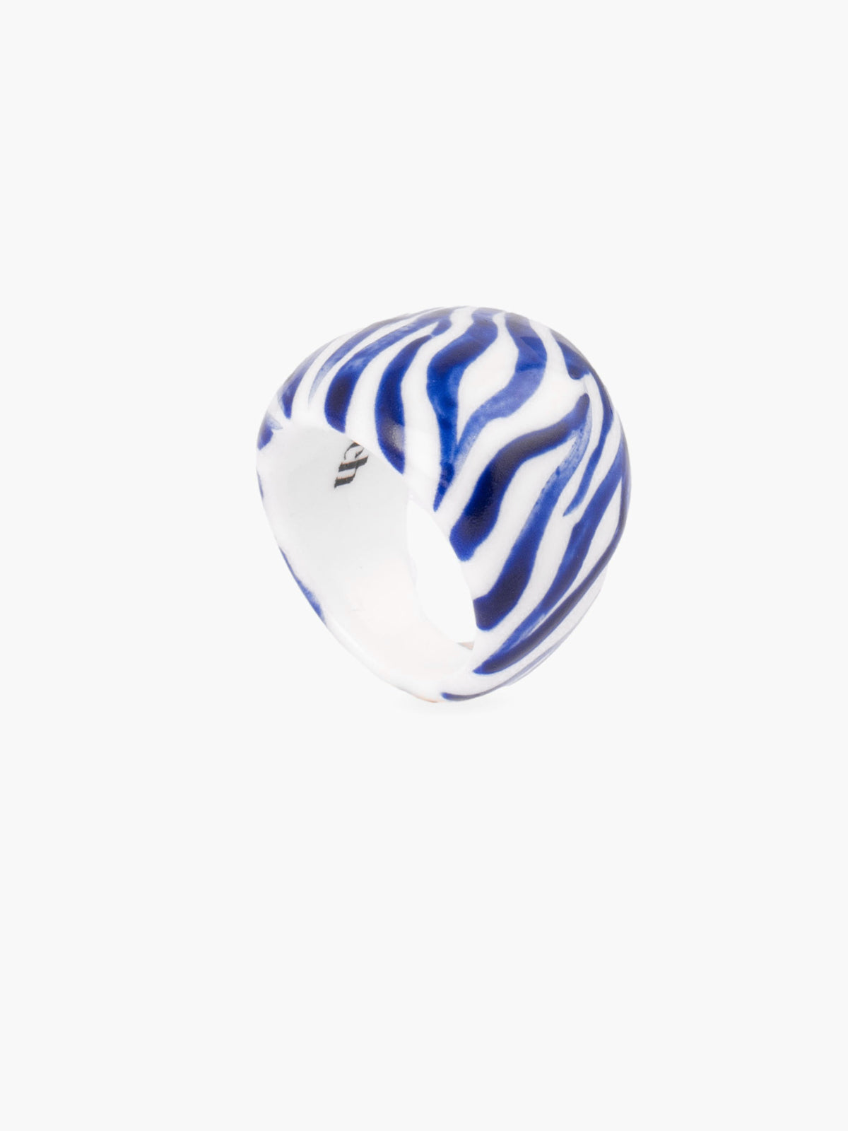 Anello zebra blu e bianca