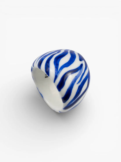 Blue and white zebra ring