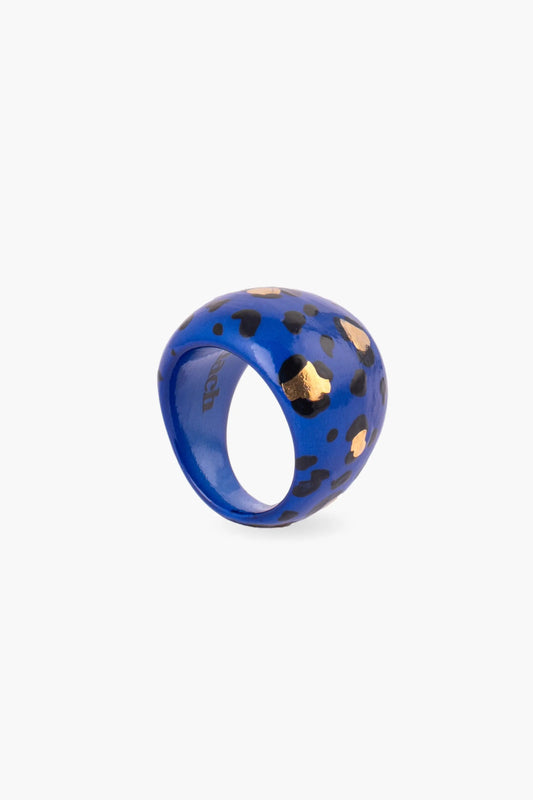 Anello leopardo blu e oro