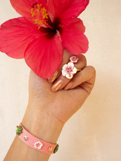 Pink braided charm bracelet