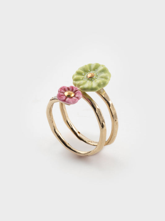 Bague spirale à fleurs