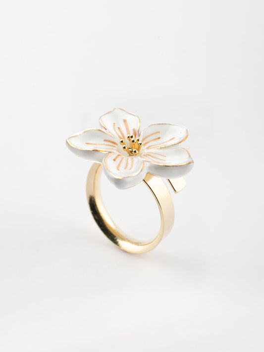 Bague fleur blanche
