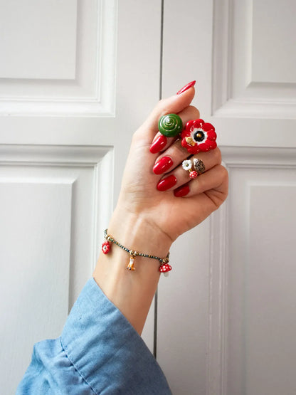 Bague anémone rouge