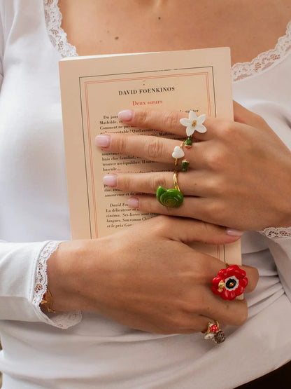 Bague anémone rouge