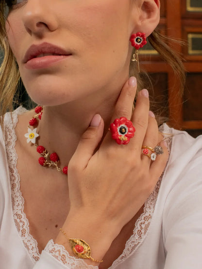 Bague anémone rouge