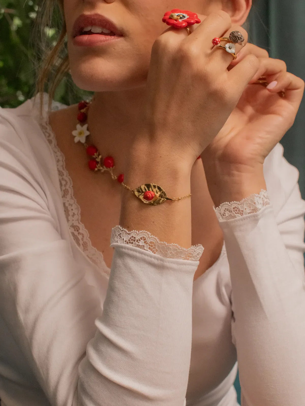 Bracelet escargot et feuille