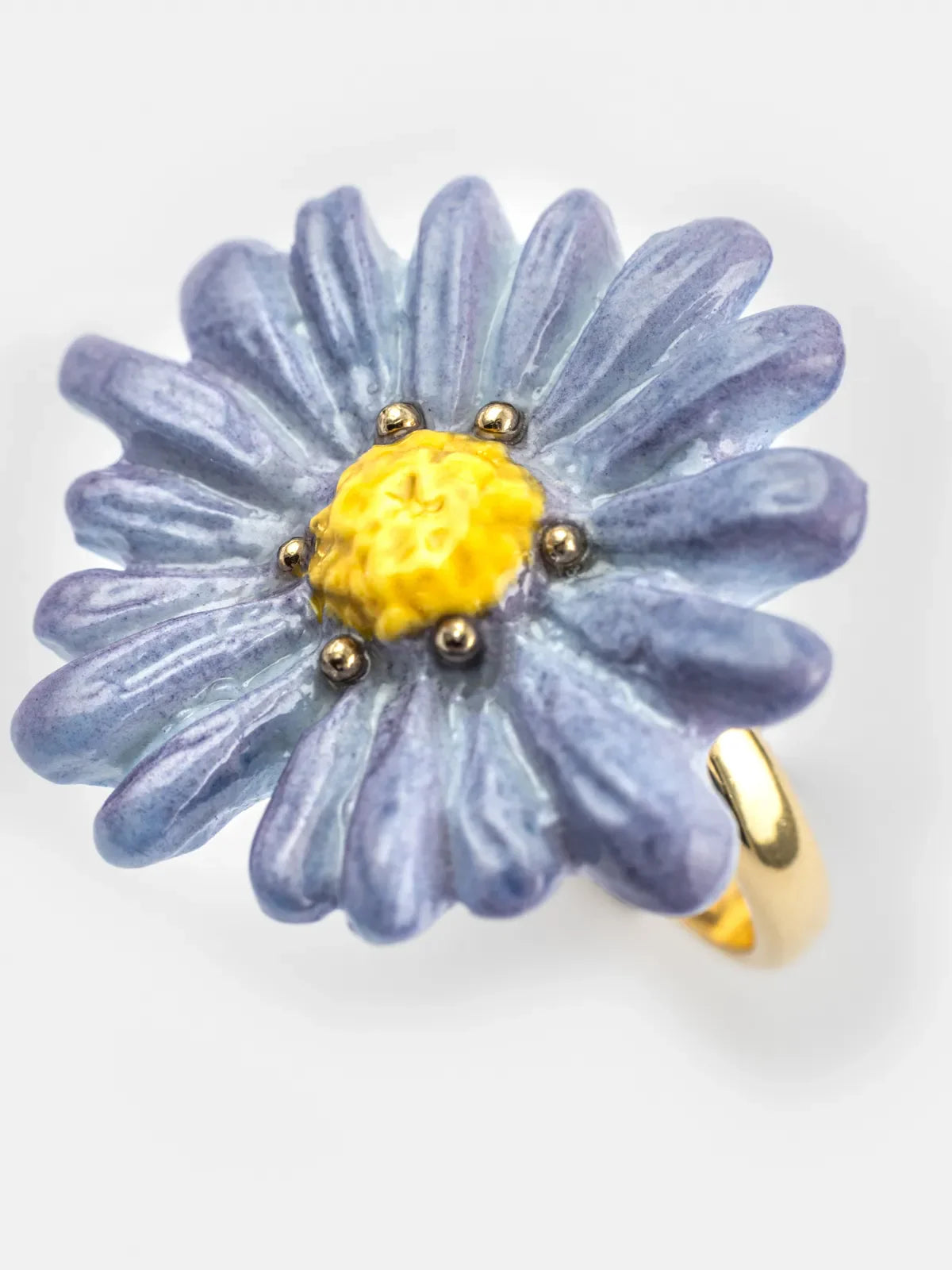 Bague fleur anémone bleue