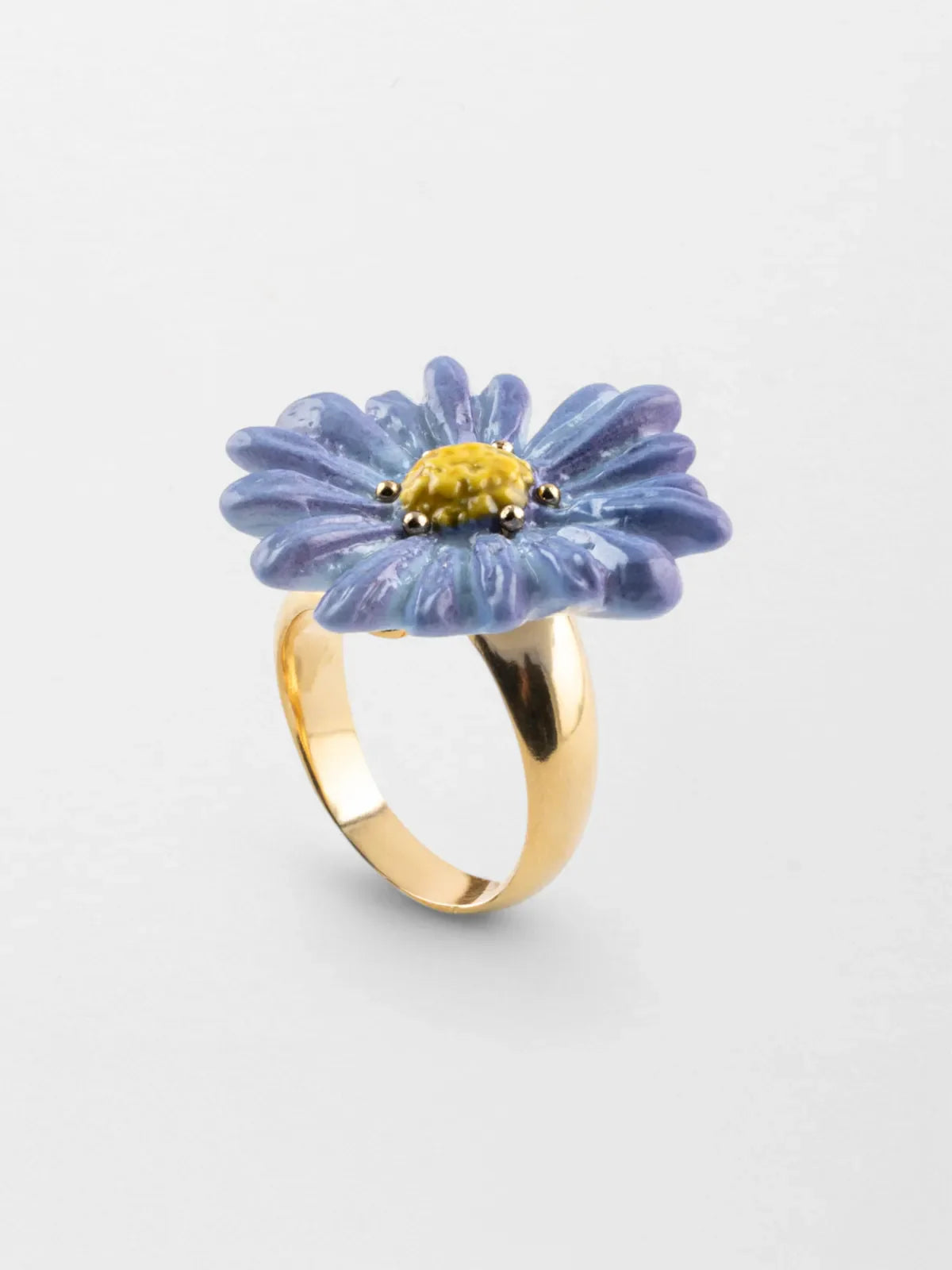 Bague fleur anémone bleue
