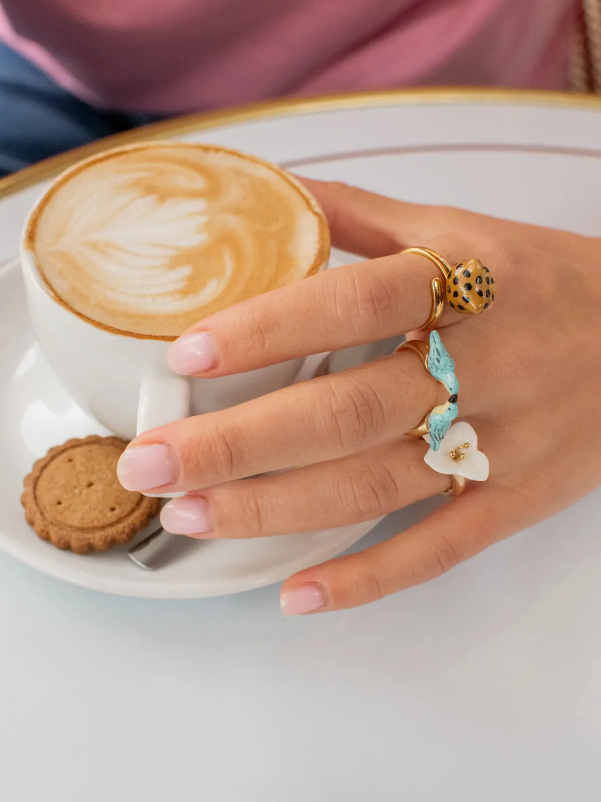 Bague FaceToFace oiseaux Parulines bleues