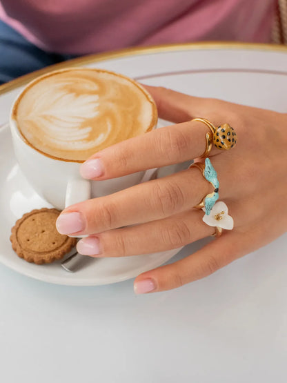 Bague FaceToFace oiseaux Parulines bleues