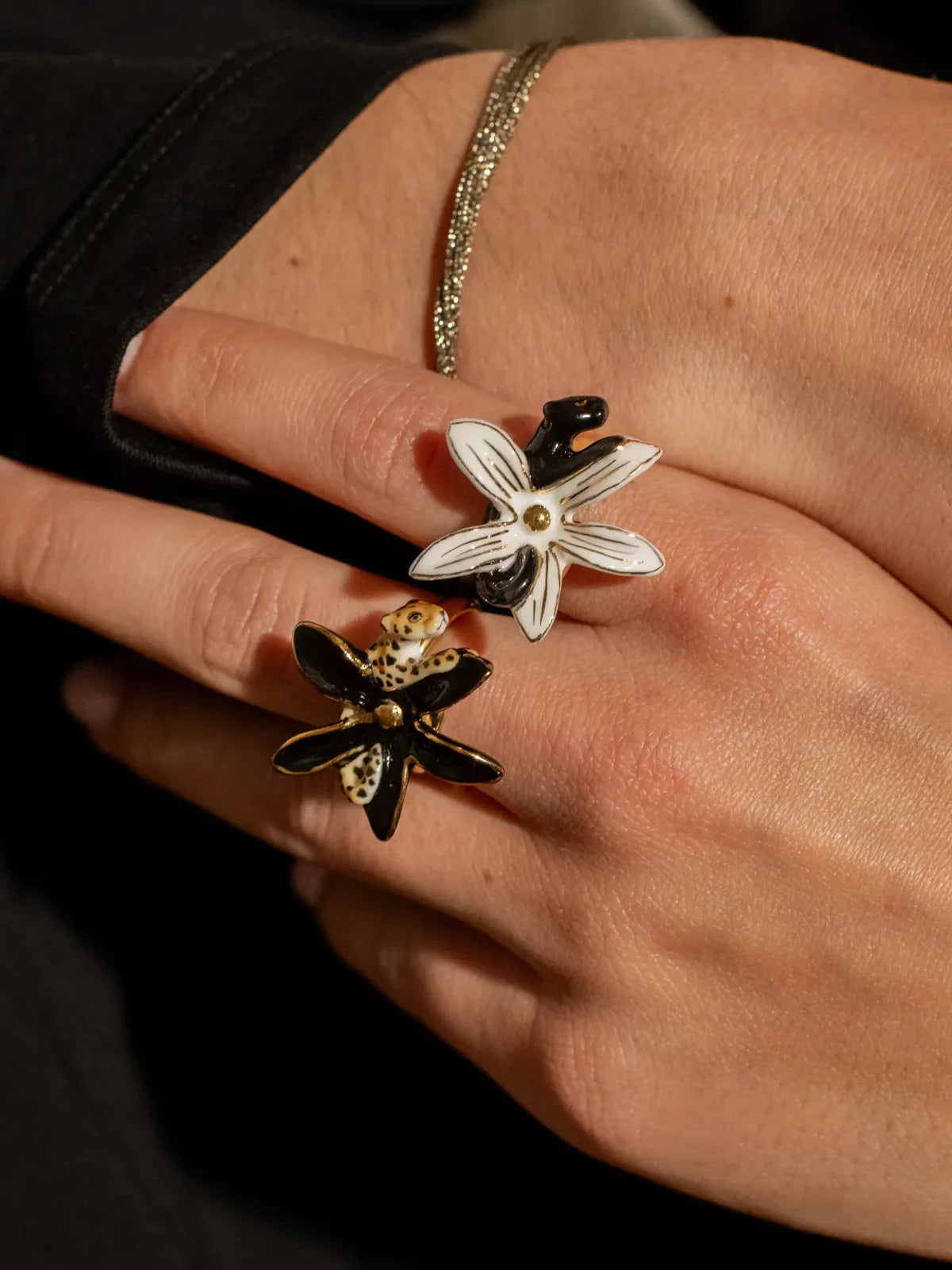 Bague fleur d'Erine et léopard
