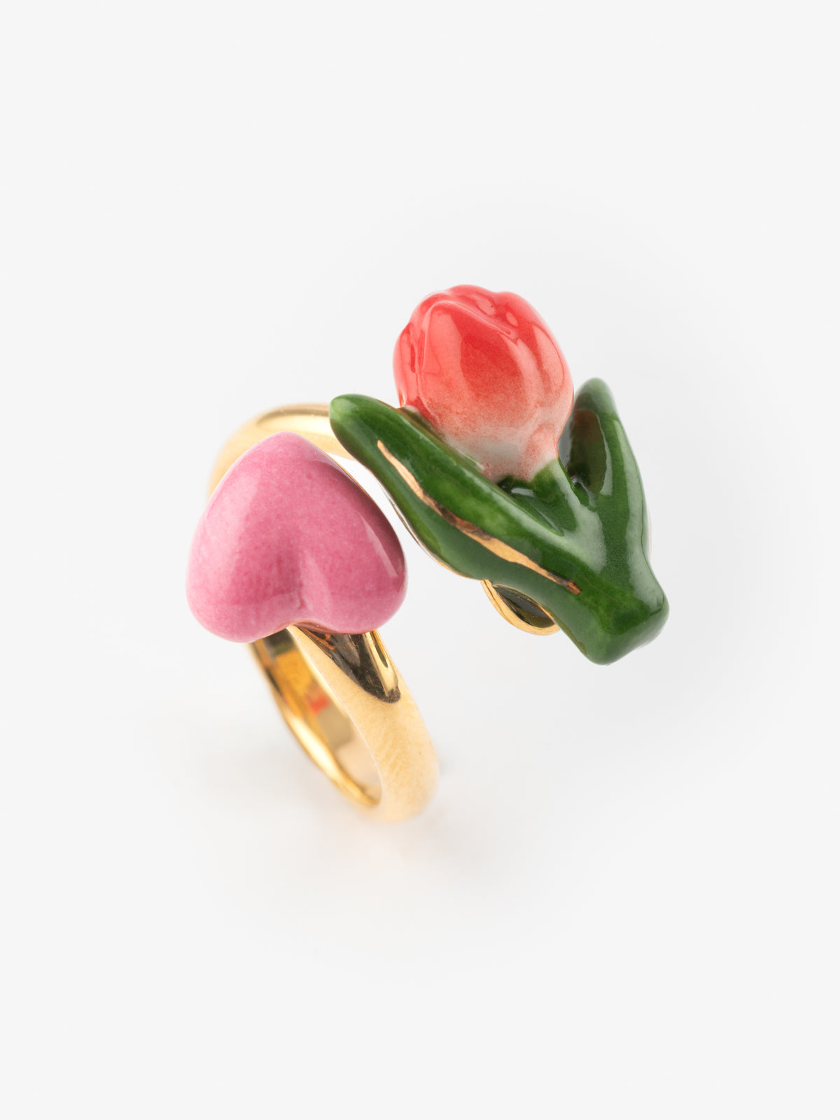 Bague Tulipe rouge et cœur