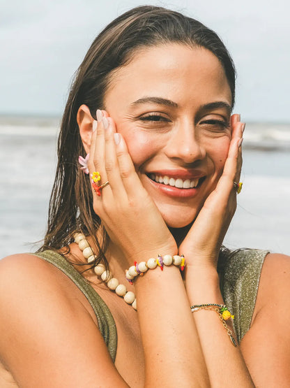 Bracelet oiseau diamant de Gould et perles