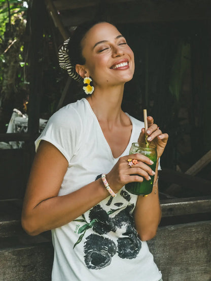 Bague multi fleurs tropicales