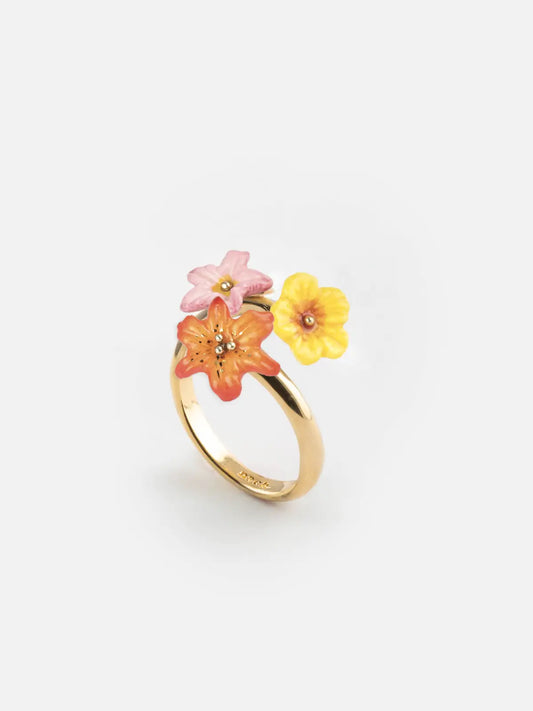Bague multi fleurs tropicales