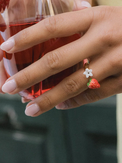 Bague FacetoFace fraise et fleur