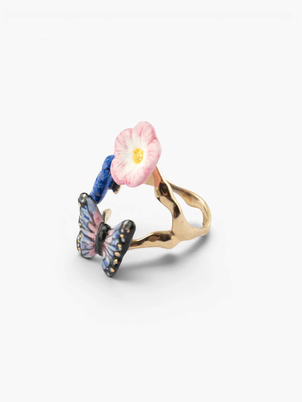 Bague papillon de nuit et roses célestes