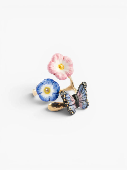 Night butterfly and celestial rose ring