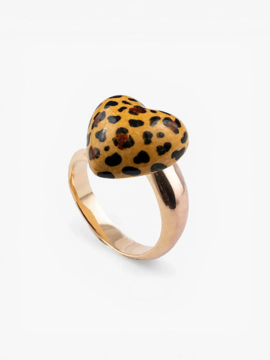 Bague cœur motif léopard - 15 ans