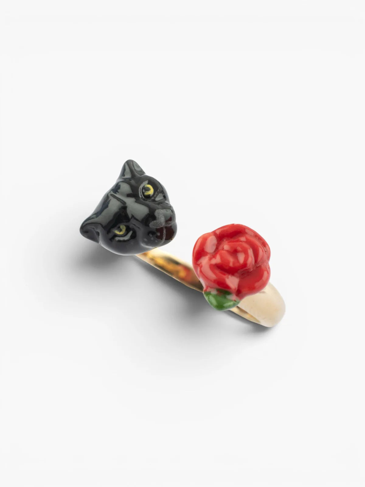 Bague FaceToFace panthère noire et rose - 15 ans