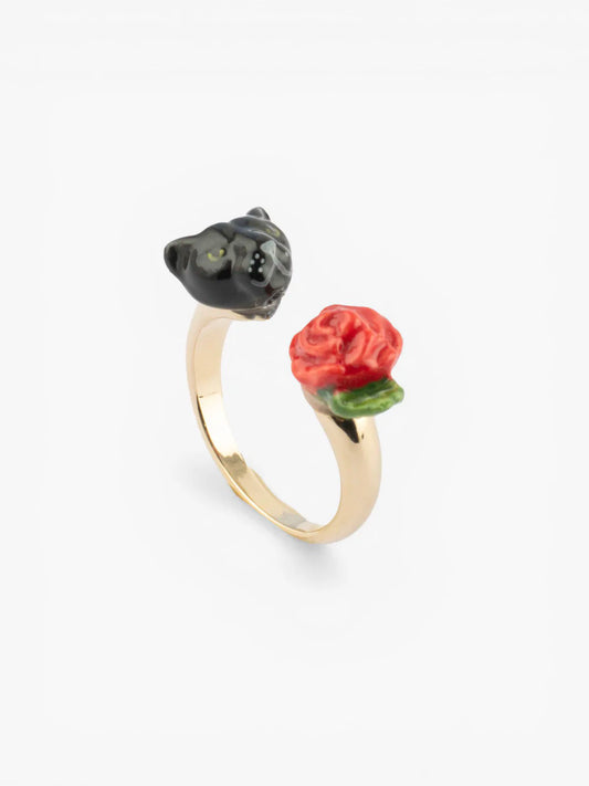 Bague FaceToFace panthère noire et rose - 15 ans