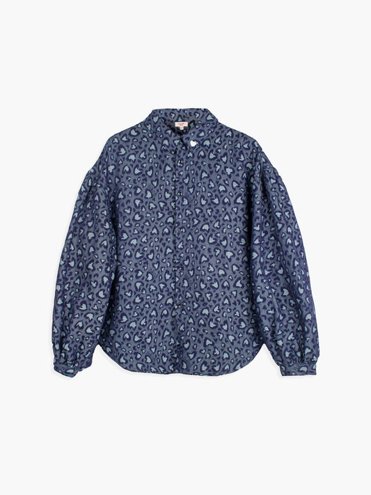 Camicia in denim con stampa leopardata - Cosmic