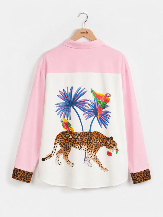 Chemise rose à empiècements - 15 ans