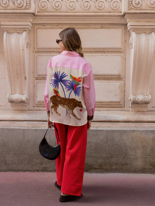 Chemise rose à empiècements - 15 ans