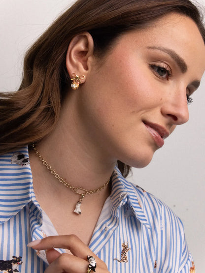 Boucles d'oreilles puces - chat Bengal et nœud