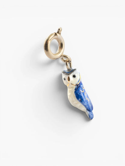 Charm's chouette bleue et dorée