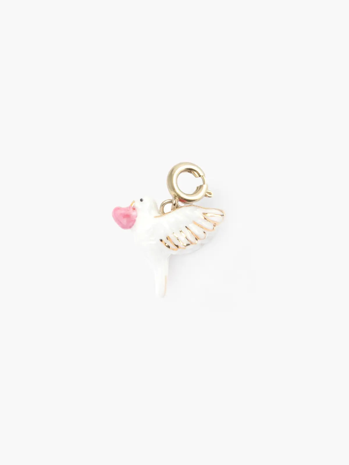 Dove and heart charm - Pink October