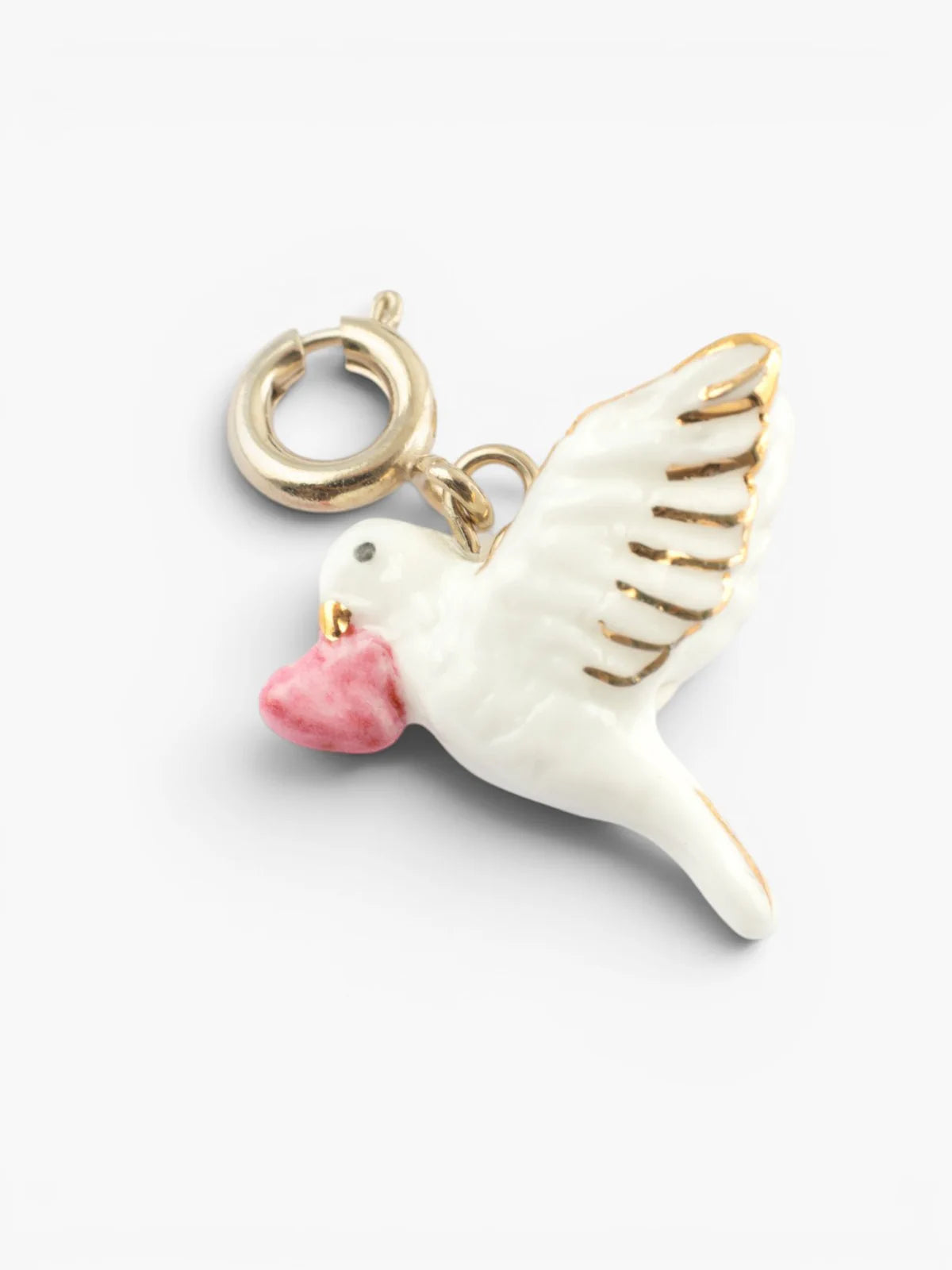 Dove and heart charm - Pink October