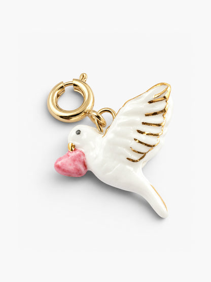 Dove and heart charm - Pink October