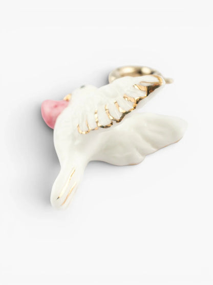 Dove and heart charm - Pink October