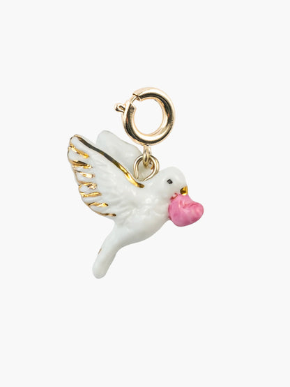 Dove and heart charm - Pink October