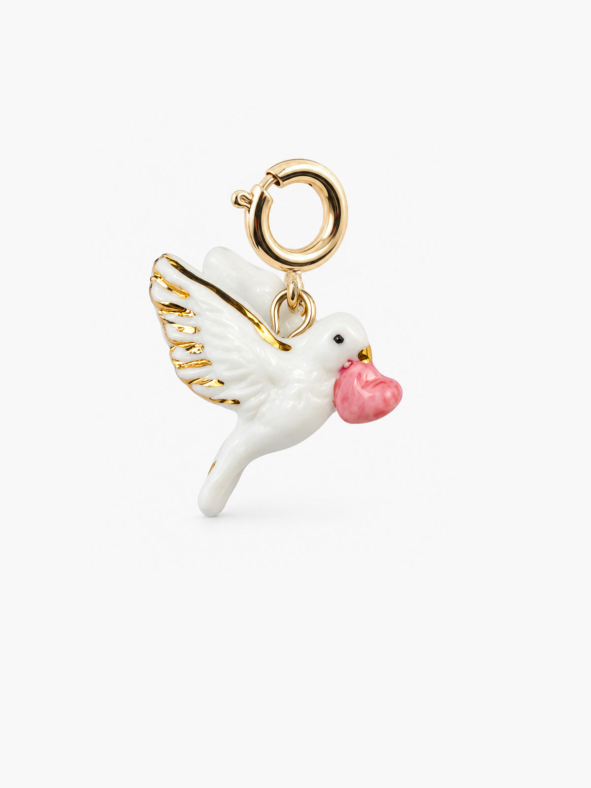 Dove and heart charm - Pink October