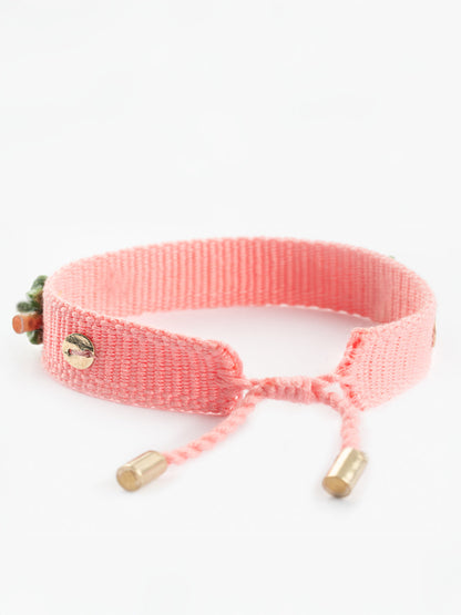 Pink braided charm bracelet