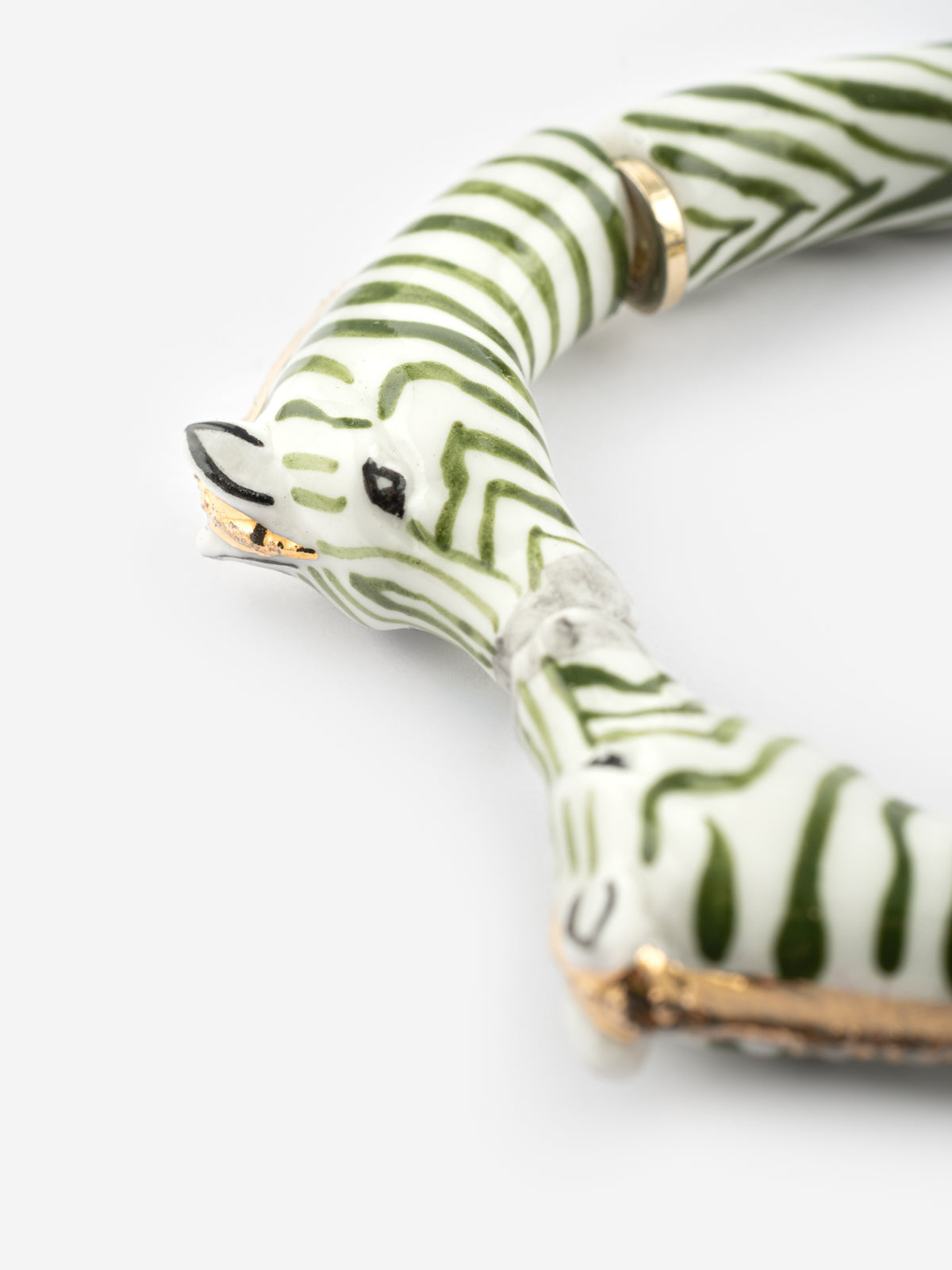 Bracciale con bacio di zebra verde e oro