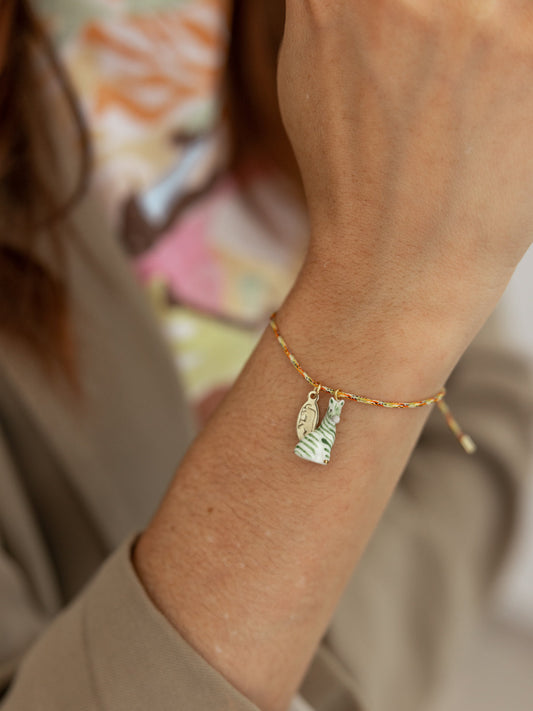 Braccialetto in corda zebrata verde