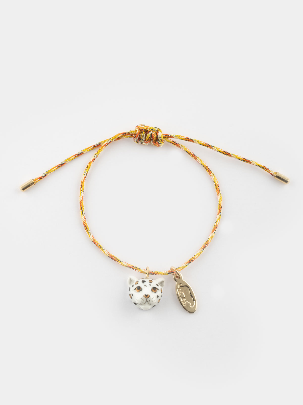Bracelet cordon léopard blanc et doré