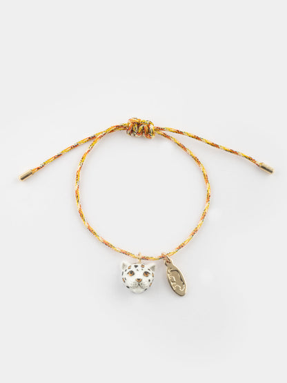 Bracelet cordon léopard blanc et doré