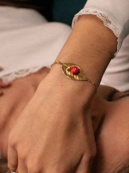 Bracelet escargot et feuille