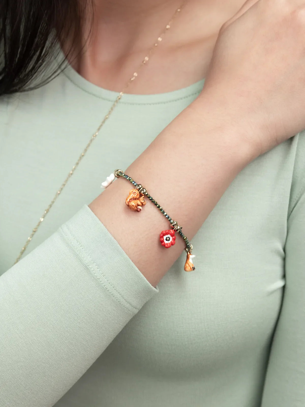 Bracelet forêt et perles d'hématite