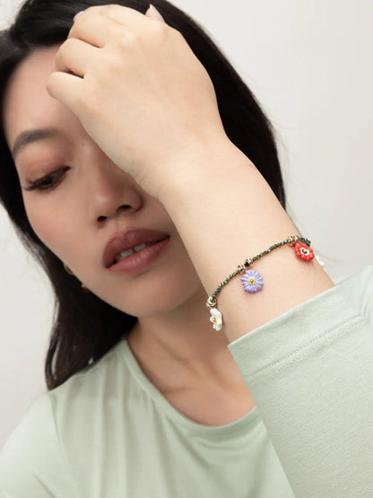 Bracelet perles fleurs anémones